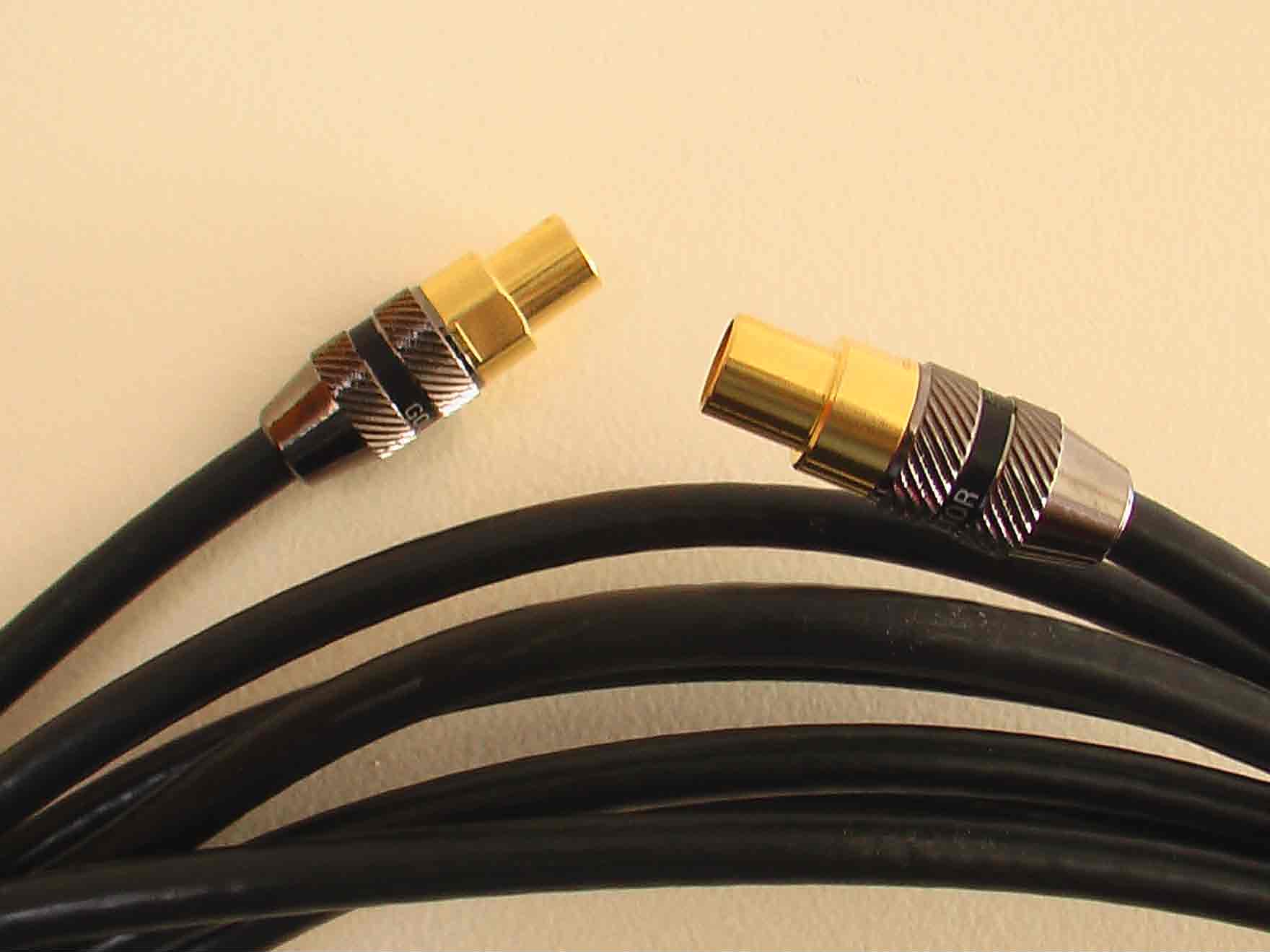 PAL-type plugs with RG6 Quad coaxial cable to minimize interference pickup