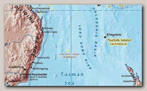 Map of Tasman Sea